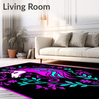 Vibrant Pink Unicorn Floral Swirl Rug