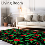 Red Holly Berry Floral Garland Rug