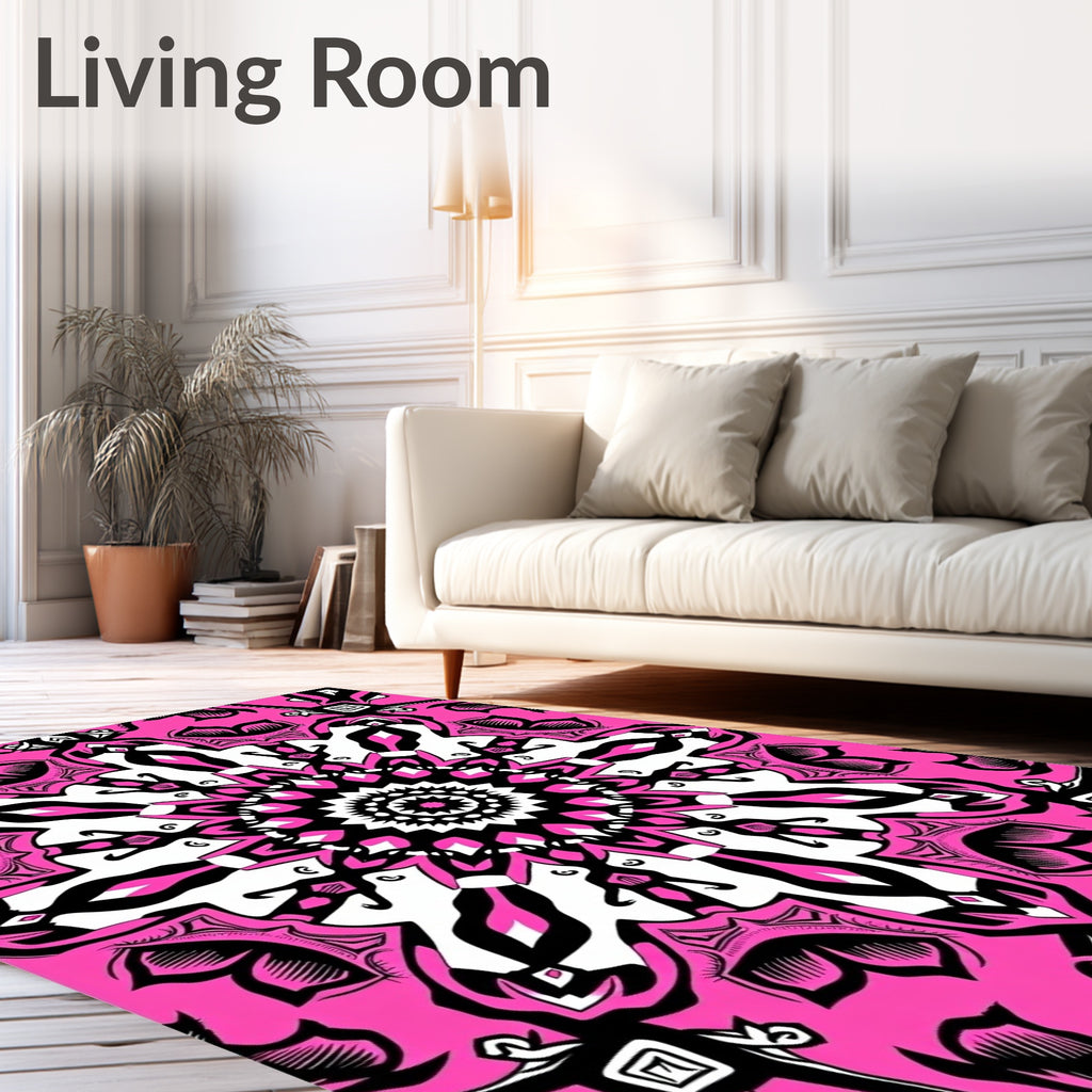Vibrant Fuchsia Mandala Symmetry Rug