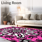Vibrant Fuchsia Mandala Symmetry Rug