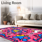 Vibrant Pink Bell and Banana Medallion Rug