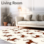 Brown Deer Silhouette Cream Background Rug
