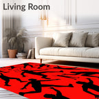 Black Human Silhouettes Dynamic Abstract Movement Rug