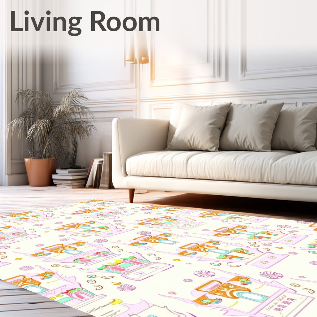 Whimsical Pink Orange Archway Garden Rug