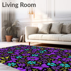 Vibrant Purple Butterfly Floral Burst Rug
