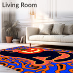 Spooky Black Cat Halloween Pumpkin Rug