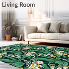 Emerald Lush Tropical Foliage and Blooms Rug