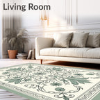 Sage Green Floral Symmetry Medallion Rug