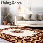 Rich Burgundy Gold Crested Medallion Rug