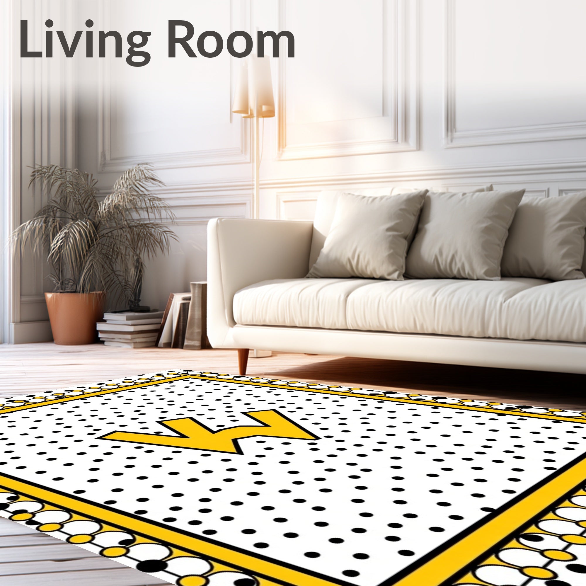 Yellow Abstract Pop Art Dots Rug