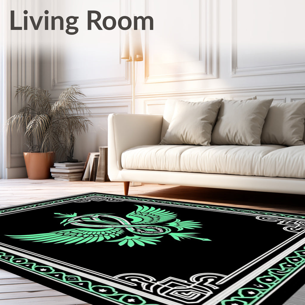 Black Mint Wings Emblem Rug