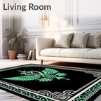 Black Mint Wings Emblem Rug
