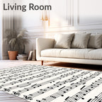 Black White Musical Notes Wallpaper Rug