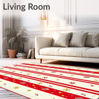 Red and Cream Striped Star Medallion Rug