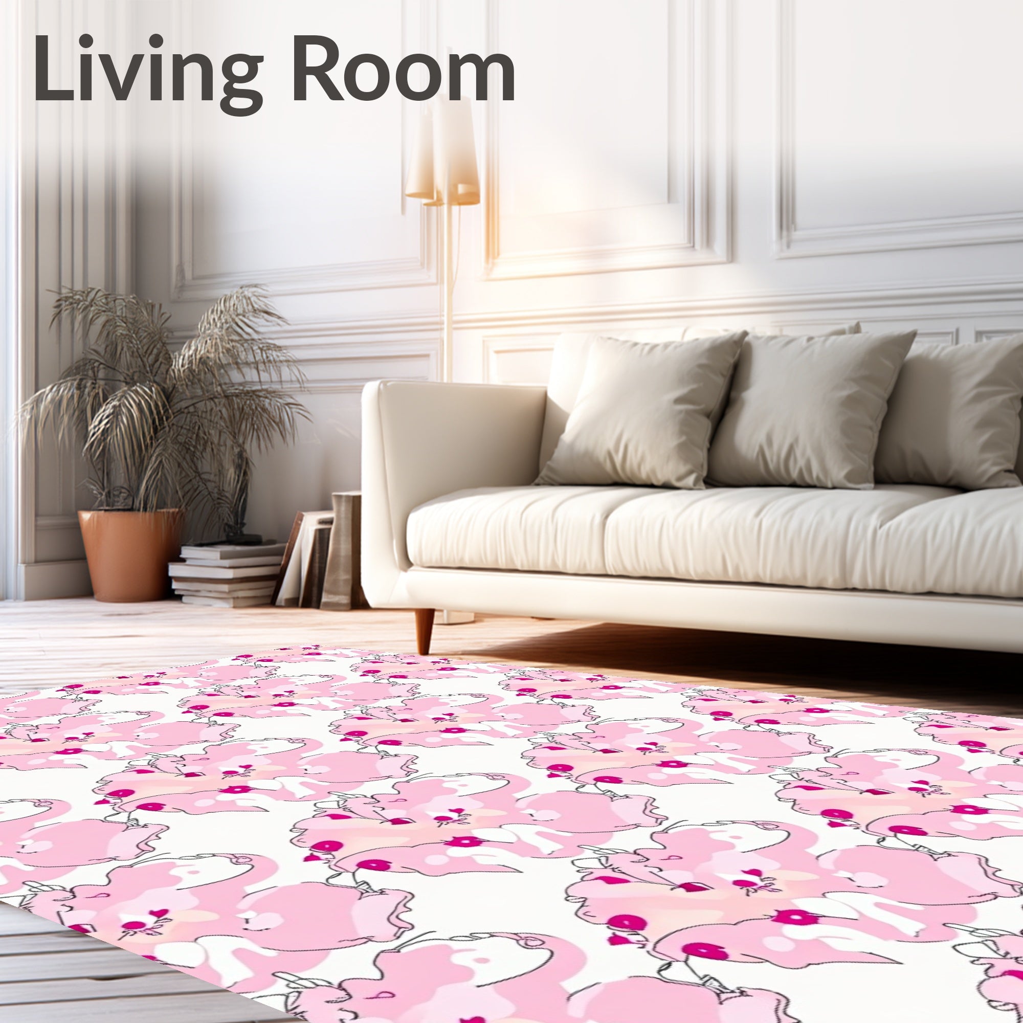 Pastel Pink Abstract Floral Cloud Rug