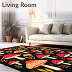 Red White Mushroom Garden Print Rug