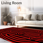 Bold Red Swirl Abstract Ribbon Rug