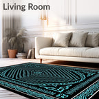 Aqua Neon Geometric Mandala Rug
