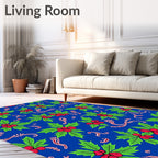 Scintillating Blue Holly Berry Sprigs Rug