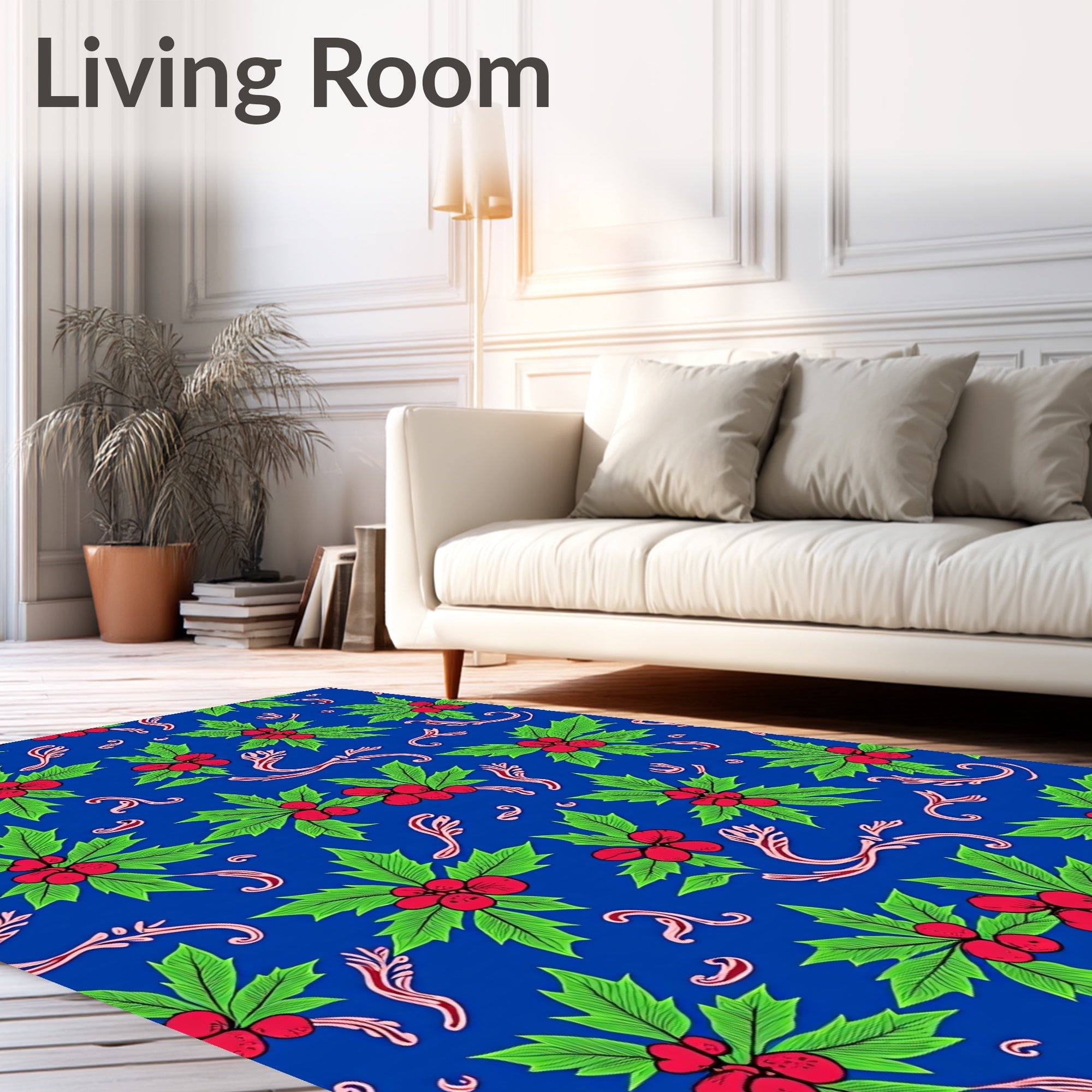 Scintillating Blue Holly Berry Sprigs Rug