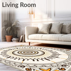 Ornate Golden Sunburst Medallion Rug