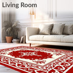 Classic Red Vintage Geometric Medallion Rug