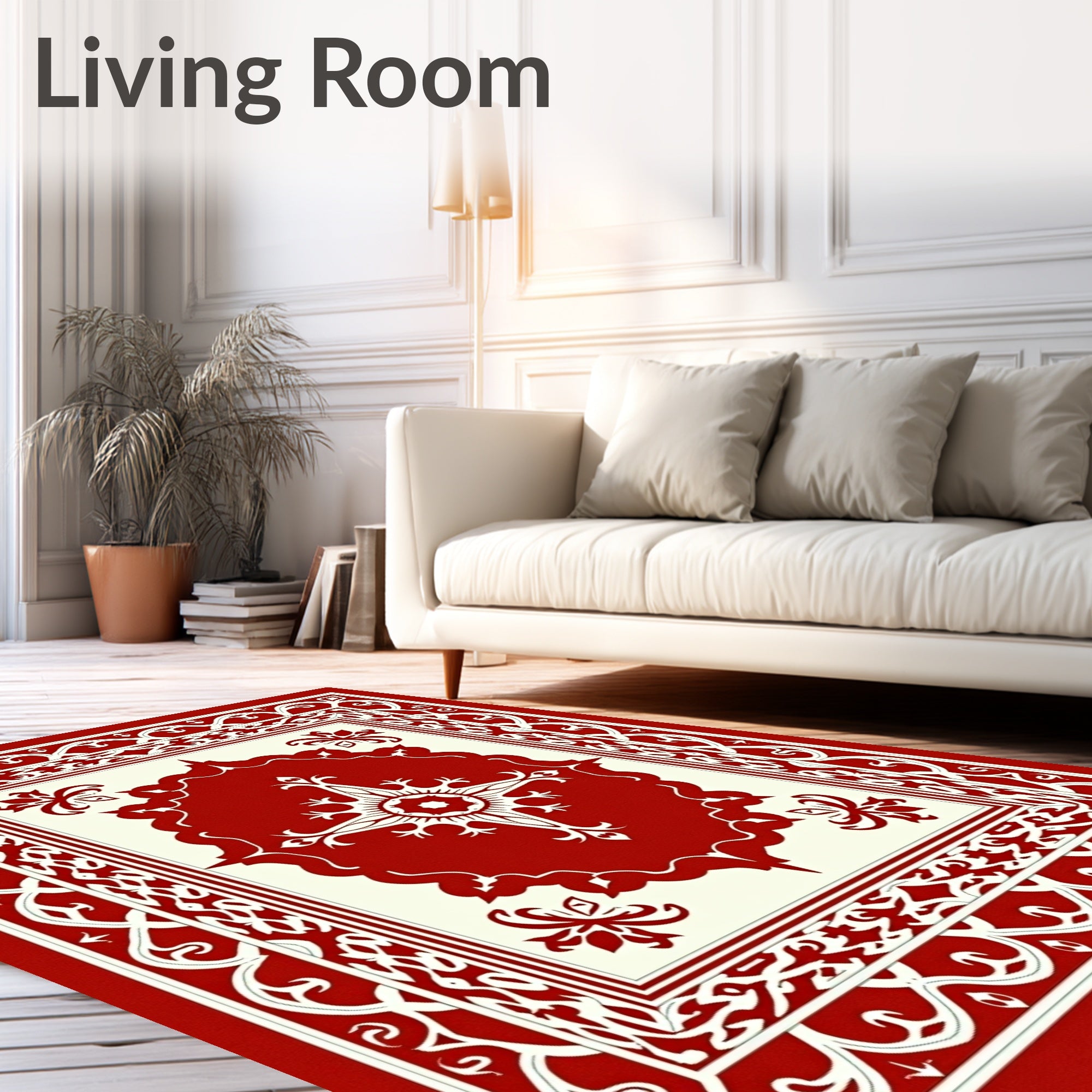 Classic Red Vintage Geometric Medallion Rug