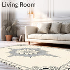 Cream Gray Art Deco Star Burst Rug