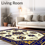 Royal Blue And Gold Medallion Rug