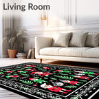 Festive Gnome Friends Green Red Border Rug