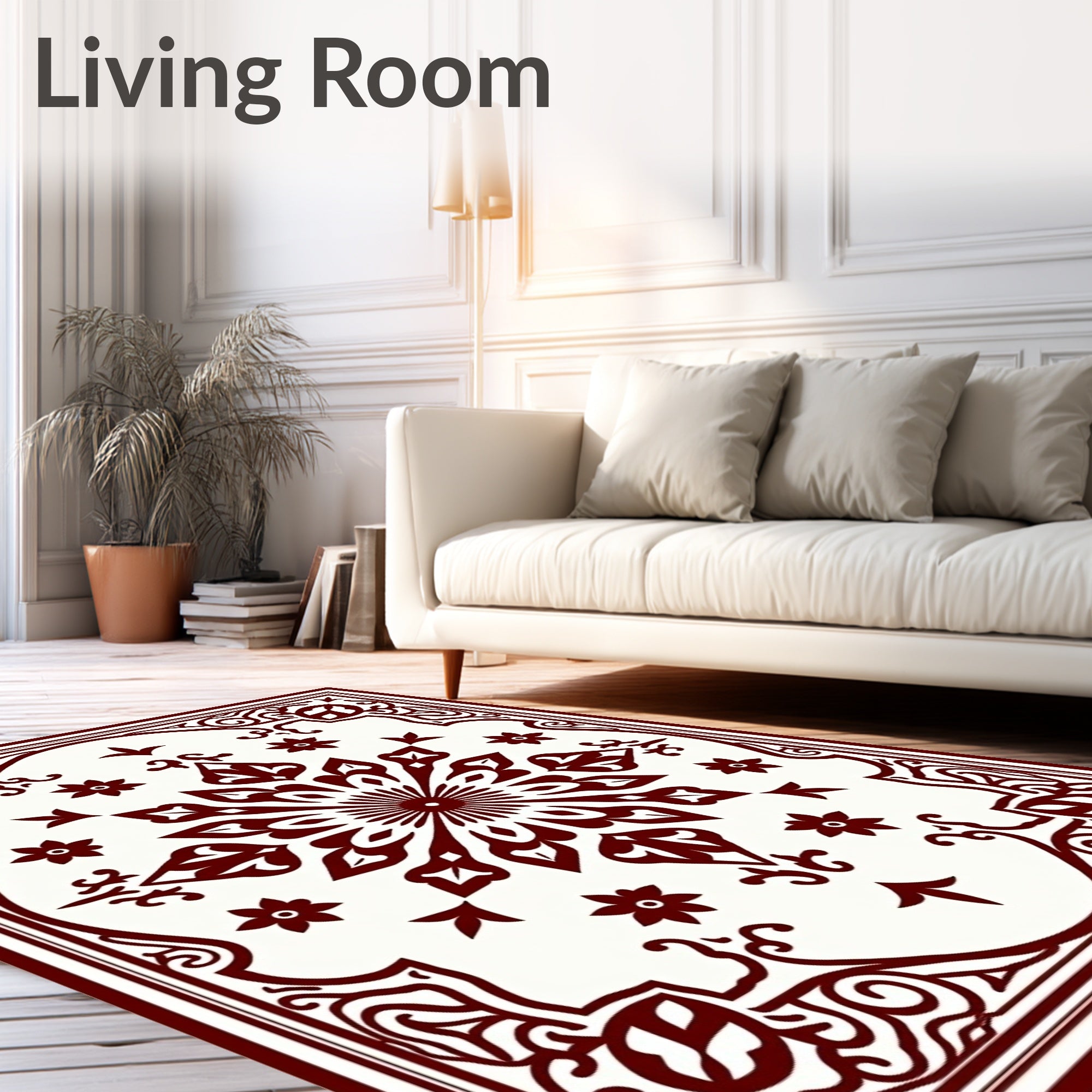 Rich Burgundy Floral Medallion Rug
