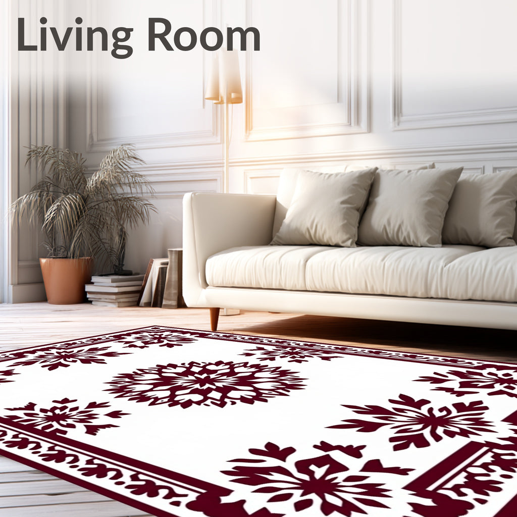 Crimson Bloom Central Medallion Border Rug