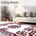 Crimson Bloom Central Medallion Border Rug