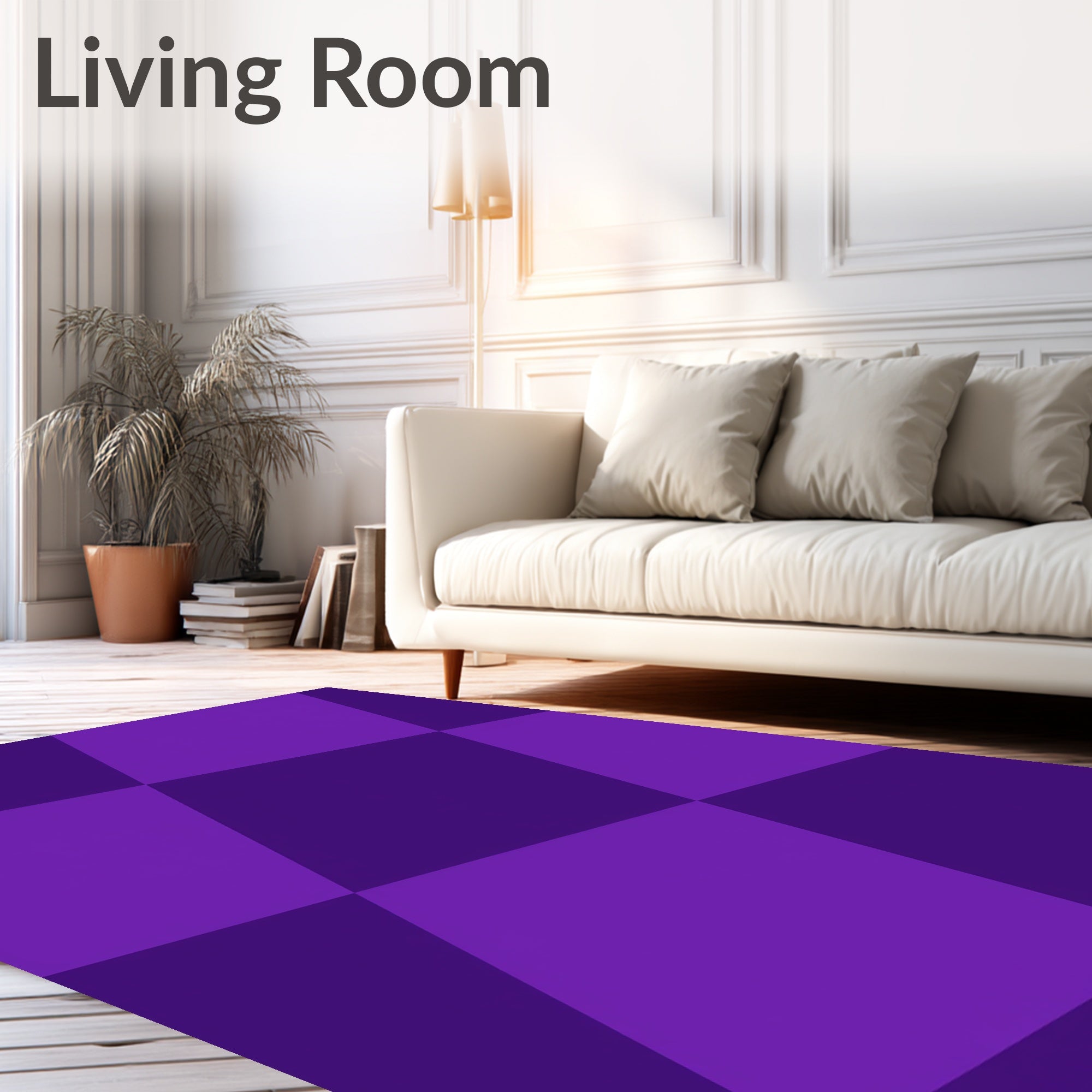Bold Purple Diamond Check Plaid Rug
