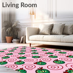 Whimsical Green Ball Swirl Pink Rug