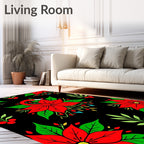 Fanciful Red Flamingo Poinsettia Garland Rug