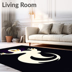 Spooky Cream Ghost Bat Figure Rug