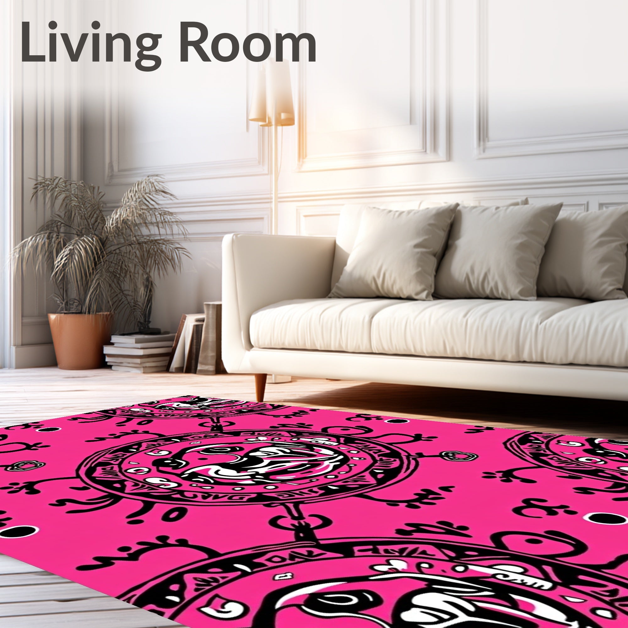 Vibrant Pink Creature Medallion Rug
