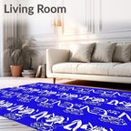 Bold Abstract Blue White Figure Repeats Rug