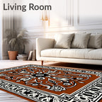 Rich Brown Floral Scroll Medallion Rug