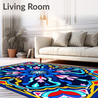 Bold Floral Medallion Cobalt Rug