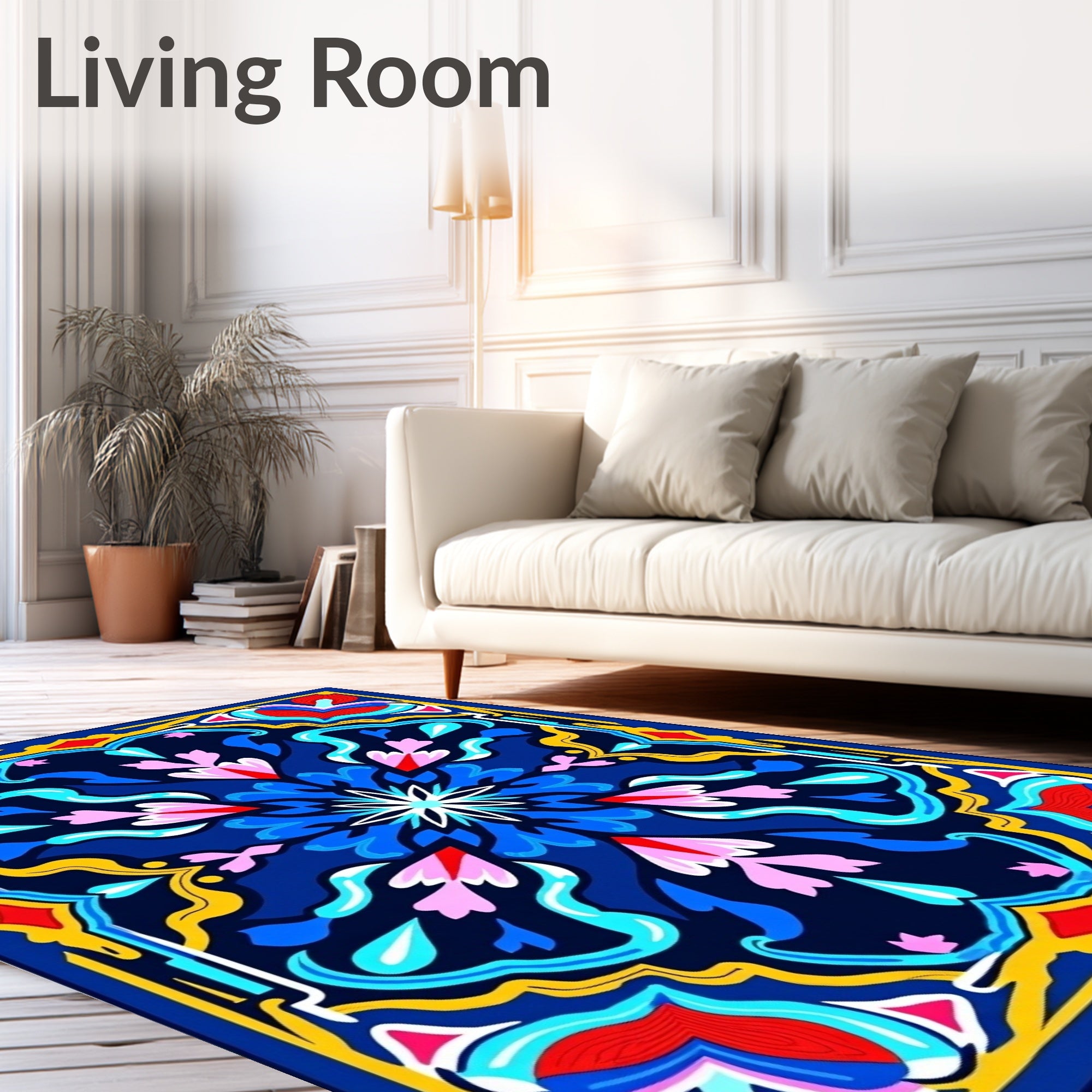Bold Floral Medallion Cobalt Rug