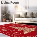 Crimson Gold Festive Tree Garland Rug
