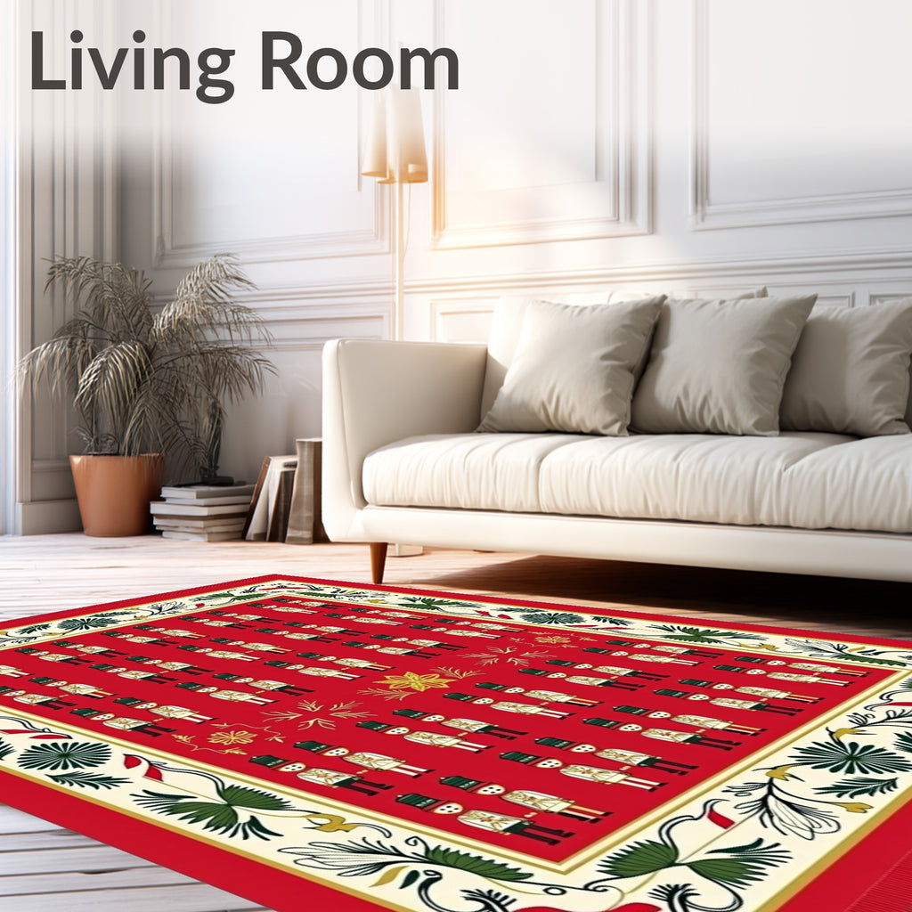 Crimson Soldier Motif Border Rug