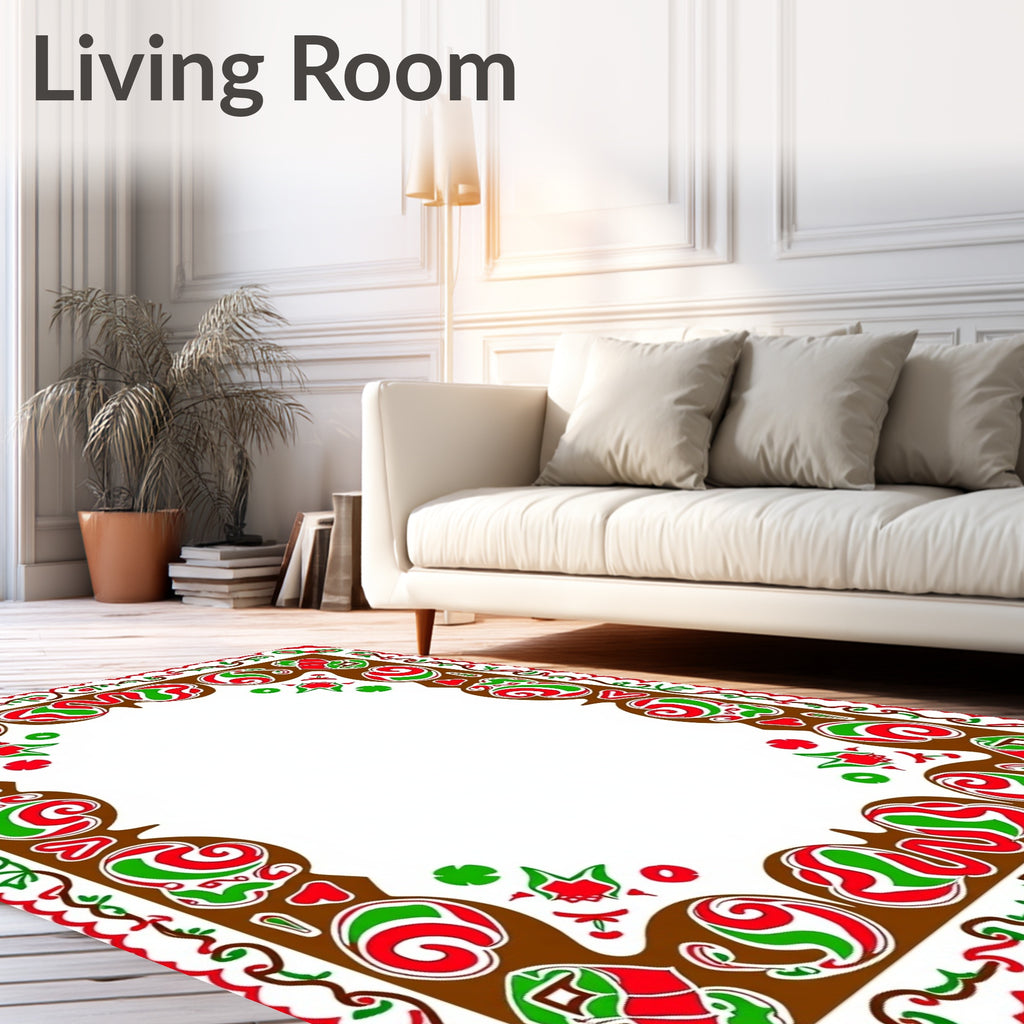 Festive Swirl Heart Holly Cluster Rug