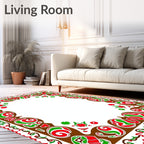 Festive Swirl Heart Holly Cluster Rug