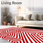 Crimson Swirl Linear Labyrinth Rug
