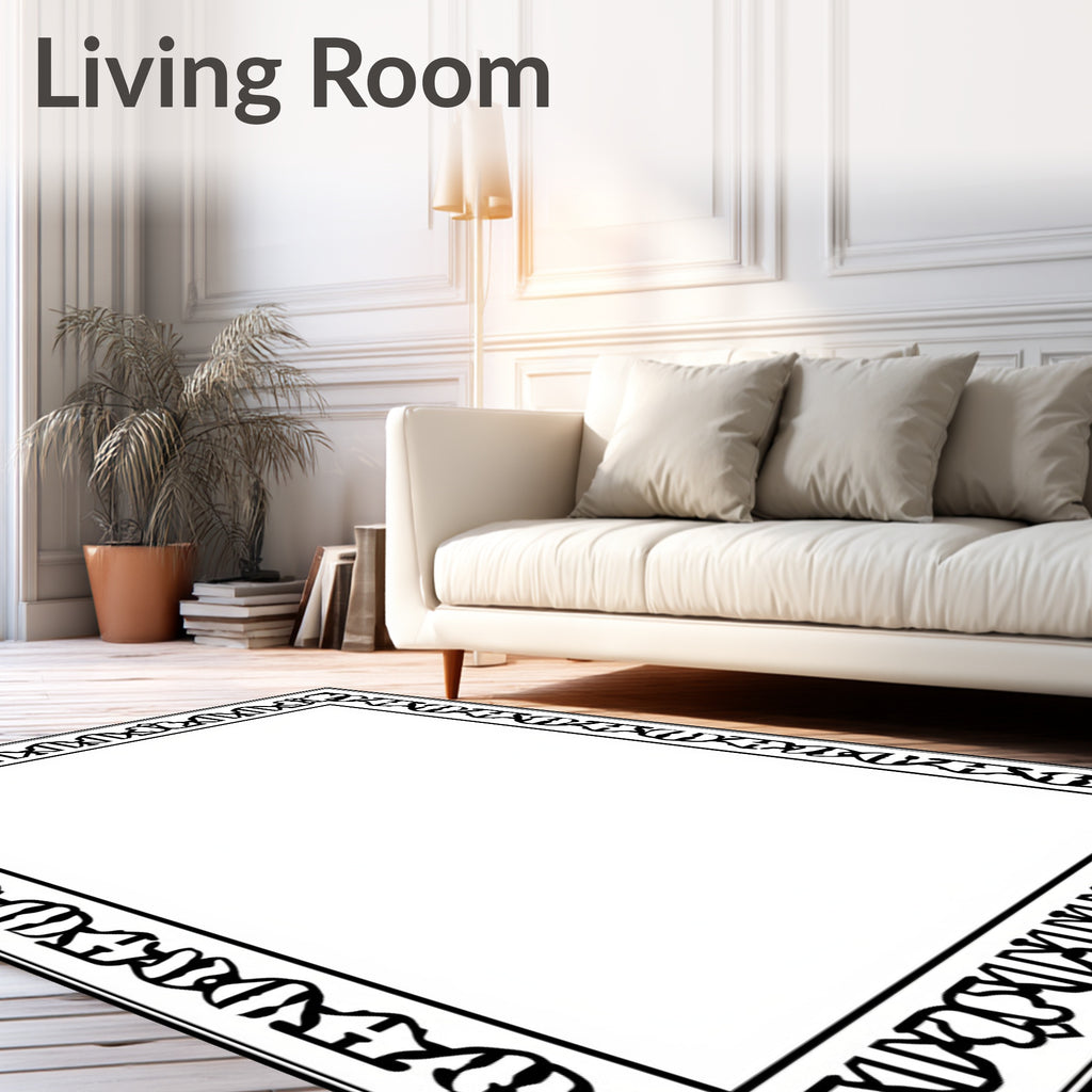 Black White DNA Double Helix Border Rug