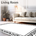 Black White DNA Double Helix Border Rug