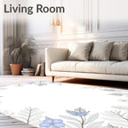 Gentle Blue Floral Outline Branches Rug
